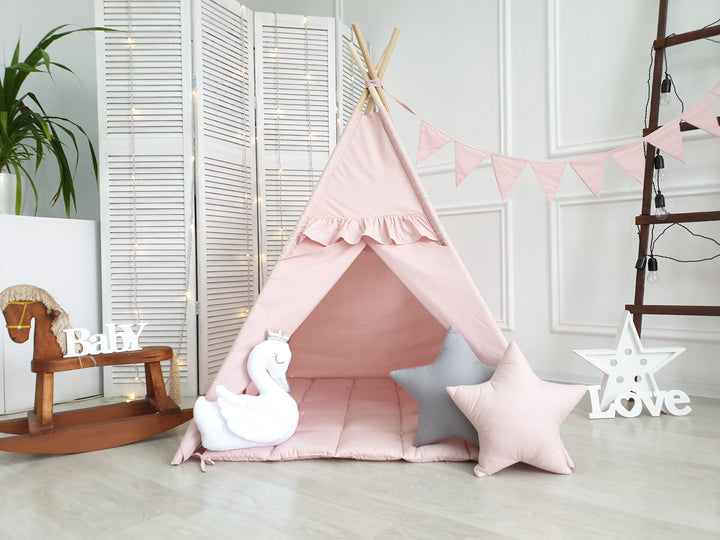 Personalized pink teepee tent for kids room décor