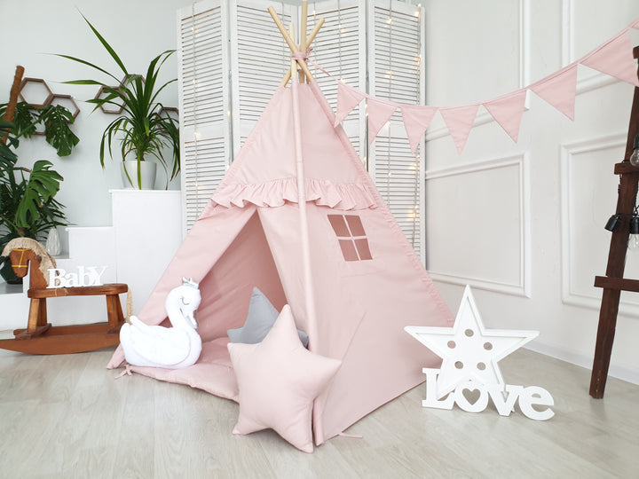 Cotton pink teepee playhouse for toddlers and girls