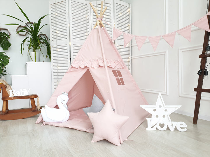 Montessori style pink play tent for girls nursery décor