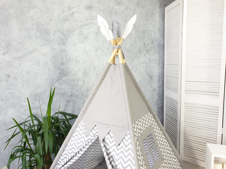 Gray & Gray Chevron Teepee Tent – Play Tent for Boys & Girls | Kids’ Play Teepee for Children’s Room hellolittlefox play-tents-for-boys-girls-play-teepee-teepee-tent-play-tents-kids-play-tent-childrens-room-teepee-teepee-tent-for-kids hellolittlefox.myshopify.com