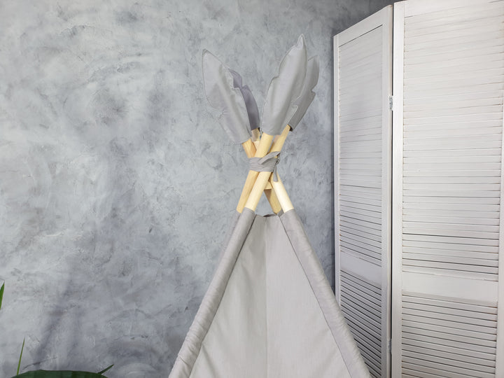 Breathable cotton teepee with play mat Gray Minimalist Kids Teepee Tent | Neutral Cotton Play Tent for Boys and Girls | Montessori Indoor Playhouse | Toddler Gift Idea hellolittlefox gray-teepee-tent-with-ruffles hellolittlefox.myshopify.com Gray Minimalist Kids Teepee Tent | Neutral Cotton Play Tent for Boys and Girls | Montessori Indoor Playhouse | Toddler Gift Idea hellolittlefox gray-teepee-tent-with-ruffles hellolittlefox.myshopify.com