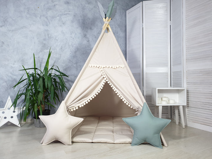 Handmade cotton canvas tipi for toddlers Beige Neutral Teepee Tent – Stylish Indoor Playhouse for Boys & Girls | Cozy Cotton Tipi | Christmas Gift for Toddlers hellolittlefox beige-teepee-tent-for-girls-and-boy-handmade-from-hello-little-fox hellolittlefox.myshopify.com