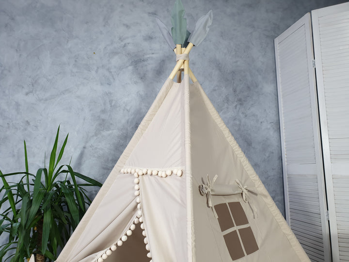 Montessori-style beige teepee Beige Neutral Teepee Tent – Stylish Indoor Playhouse for Boys & Girls | Cozy Cotton Tipi | Christmas Gift for Toddlers hellolittlefox beige-teepee-tent-for-girls-and-boy-handmade-from-hello-little-fox hellolittlefox.myshopify.com
