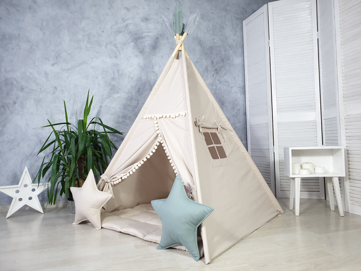 Christmas gift teepee for children Beige Neutral Teepee Tent – Stylish Indoor Playhouse for Boys & Girls | Cozy Cotton Tipi | Christmas Gift for Toddlers hellolittlefox beige-teepee-tent-for-girls-and-boy-handmade-from-hello-little-fox hellolittlefox.myshopify.com