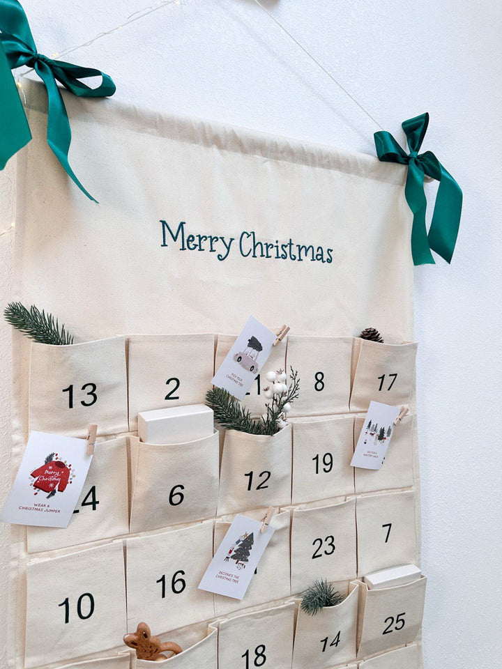 Green Personalized Canvas Advent Calendar – Custom Name Embroidery | Reusable Christmas Countdown Wall Hanging hellolittlefox green-personalized-canvas-advent-calendar-custom-name-embroidery-reusable-christmas-countdown-wall-hanging hellolittlefox.myshopify.com