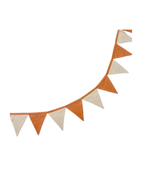 Cotton bunting garland with terracotta and beige flags hanging above nursery teepee Cotton Bunting Garland | Terracotta & Beige hellolittlefox cotton-bunting-garland-terracotta-beige hellolittlefox.myshopify.com