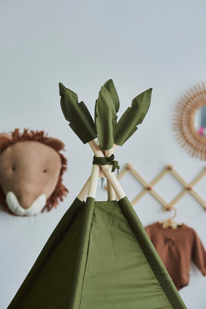 Christmas gift teepee for kids Safari Print Kids Teepee Tent – Dark Green Play Tent for Toddlers | Neutral Indoor Playhouse with Mat | Montessori Gift Idea hellolittlefox toddler-teepee-tent-for-kids-safari-print-green-playhouse-neutral-teepee-for-kids-playroom-indoor-kids-tent hellolittlefox.myshopify.com