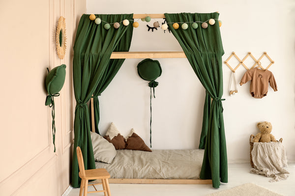 Dark green muslin canopy for toddler bed Dark Green Muslin Curtains for Montessori Bed | Organic Crib Canopy Drapes | Breathable Cotton House Bed Curtains for Kids Room hellolittlefox dark-green-muslin-curtains-for-bed-house hellolittlefox.myshopify.com Dark Green Muslin Curtains for Montessori Bed | Organic Crib Canopy Drapes | Breathable Cotton House Bed Curtains for Kids Room hellolittlefox dark-green-muslin-curtains-for-bed-house hellolittlefox.myshopify.com