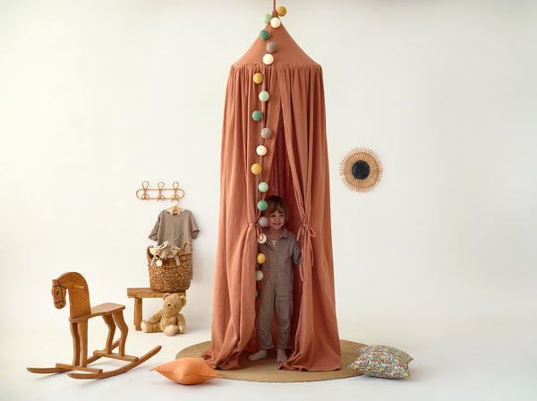 Brown muslin canopy for bed : A Cozy and Stylish Nursery Must-Have