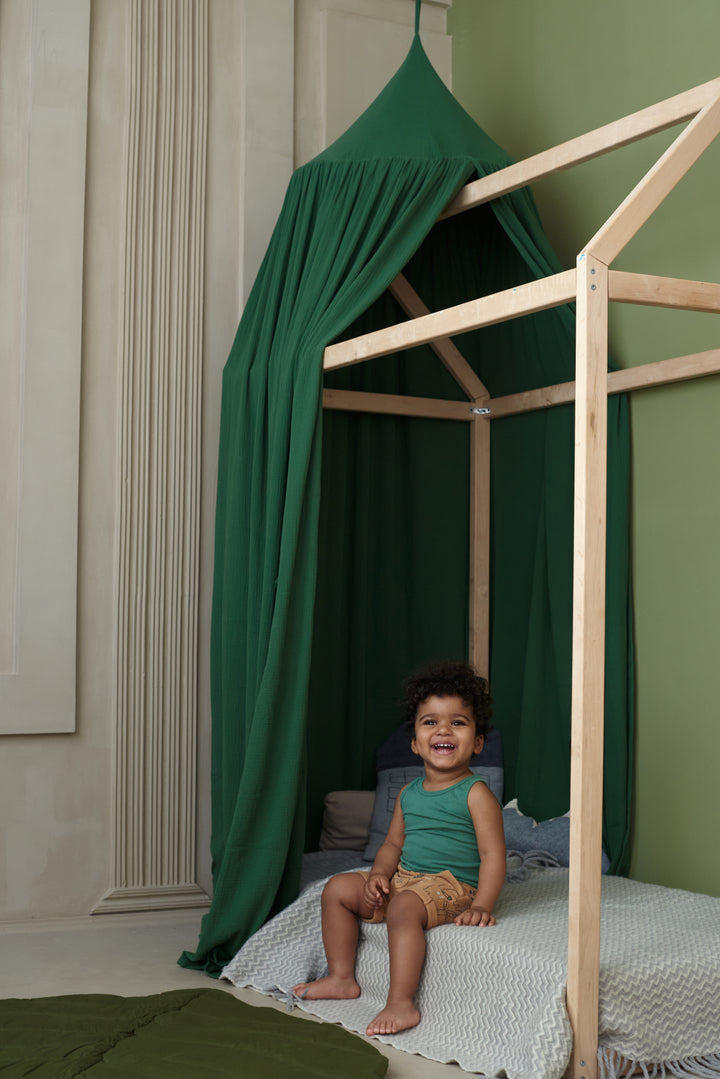 Cotton crib canopy in dark green over baby bed Dark Green Muslin Canopy | Crib Canopy, Playhouse Baldachin, Nursery Tent hellolittlefox muslin-canopy-nursery-canopy-cotton-crib-cover-cozy-nursery-canopy-baldachin-baby-crib-cover-cotton-canopy hellolittlefox.myshopify.com