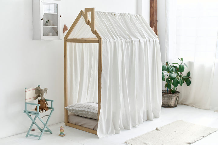 Breathable linen curtain for Montessori canopy White Linen Canopy Bed Curtains | Organic Linen Curtains for Toddler or Montessori House Bed | Aesthetic Nursery Decor hellolittlefox white-linen-canopy-bed-curtains-aesthetic-room-decor-copy hellolittlefox.myshopify.com