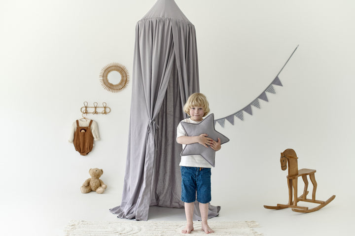 Product image from hellolittlefox - handmade item Gray Linen Canopy | Neutral Crib Canopy for Nursery | Hanging Roof Canopy | Linen Bed Drape for Baby Room hellolittlefox linen-canopy-baby-crib-canopy-hanging-from-roof-canopy-crib-canopy-canopy-for-crib hellolittlefox.myshopify.com