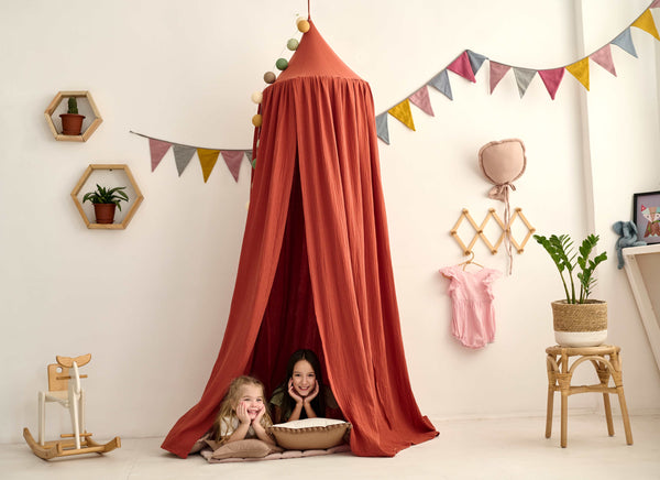 Terracotta Muslin Canopy: A Cozy Nursery Addition