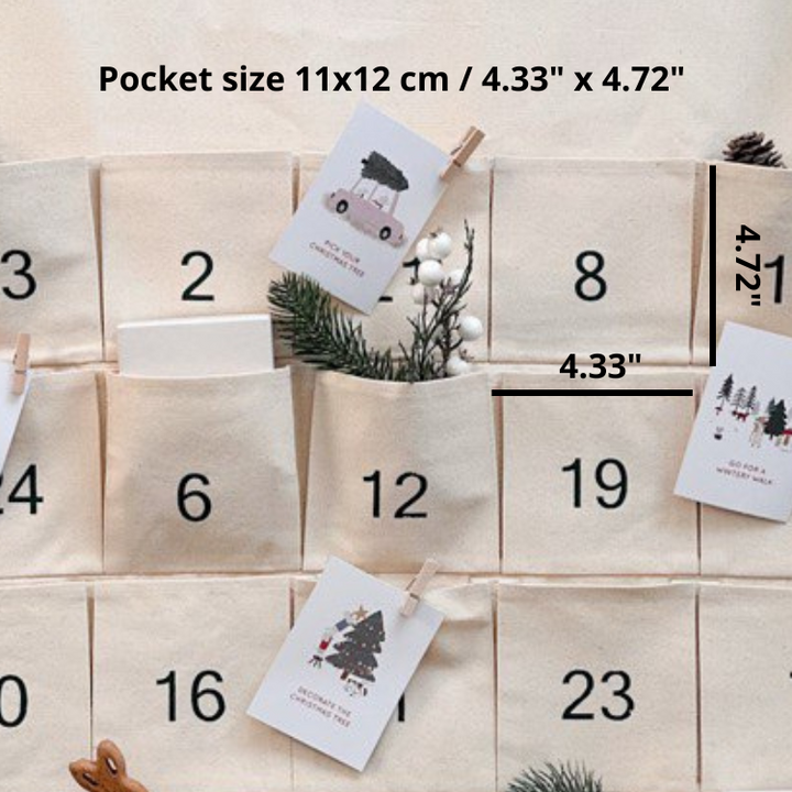 A fabric Advent calendar with numbered pockets
