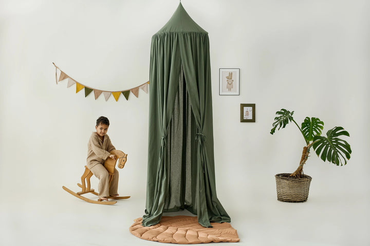 Boho nursery with khaki bed canopy Khaki green Linen Canopy for Nursery | Hanging Crib Canopy | Boho Bed Drape for Baby Room or Play Corner hellolittlefox khaki-linen-canopy-for-nursery-hanging-crib-canopy-boho-bed-drape-for-baby-room-or-play-corner hellolittlefox.myshopify.com