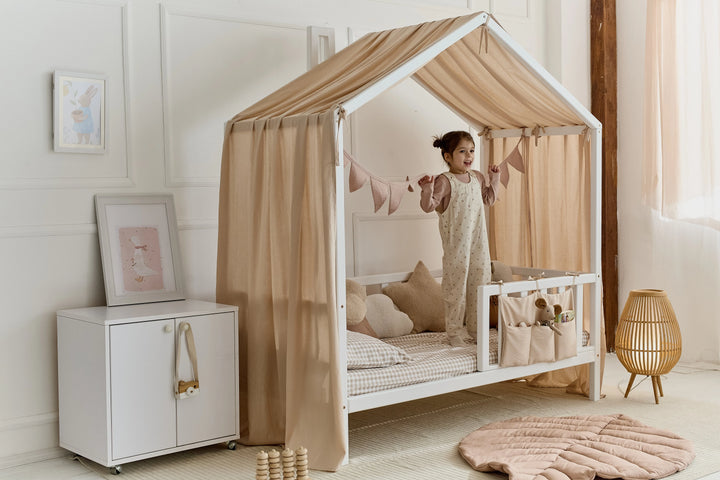 Linen canopy curtains with ties for baby crib Pale Pink Linen Baby Canopy Curtains – Soft Linen Bed Curtains for Montessori & House Beds hellolittlefox light-pink-linen-baby-canopy-new-bed-curtains-perfect-for-montessori hellolittlefox.myshopify.com