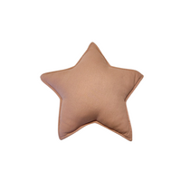 Star-shaped pillow in a beige color on a white background