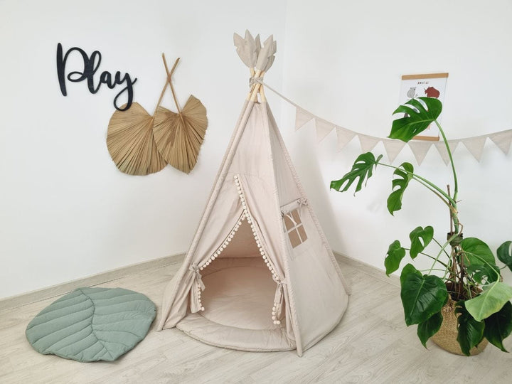 Christmas gift ideas for kids – beige teepee playhouse for indoor fun