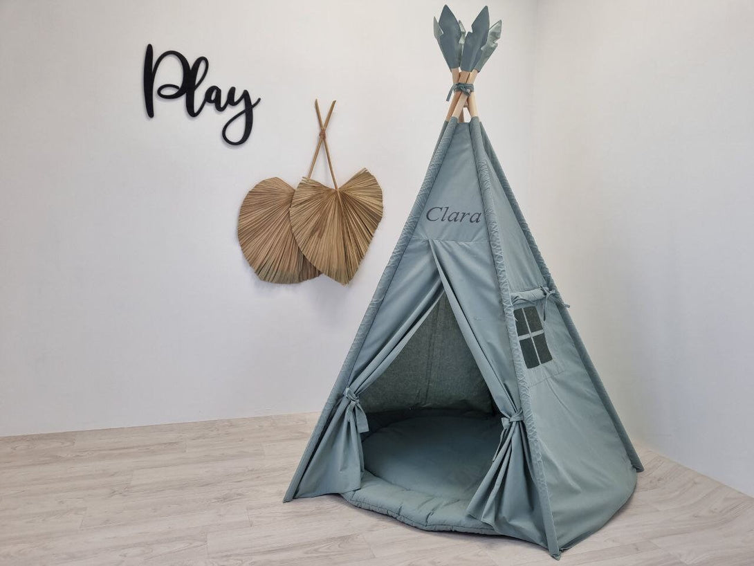 Neutral teepee for kids, spacious 5-pole design, great Christmas gift