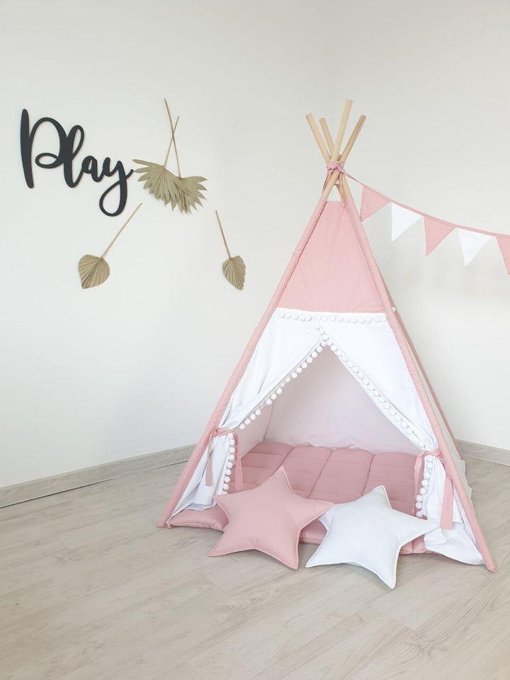 Indoor light pink teepee playhouse, perfect for kids&#39; playtime and fun