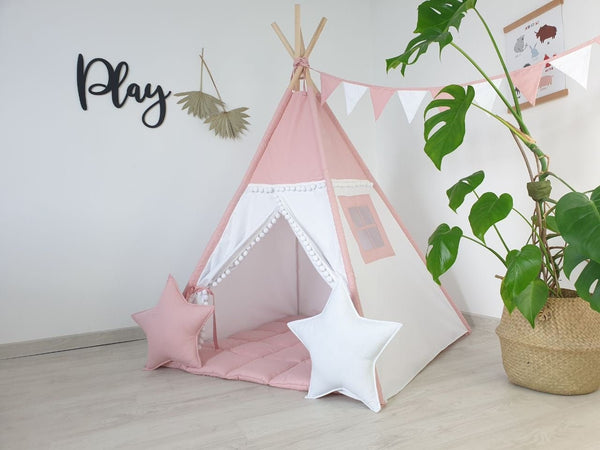 Light pink teepee tent for kids, perfect girly playhouse for girls