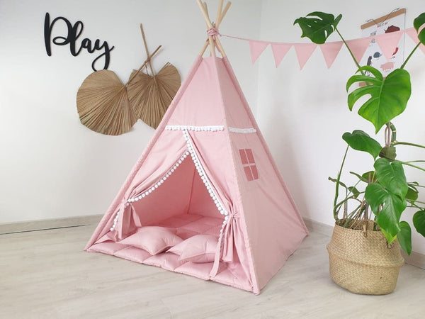 Toddler teepee tent Teepee tent , playhouse for kids , kids playhouse , indoor playzone , neutral teepee print , pink baby girl style teepee