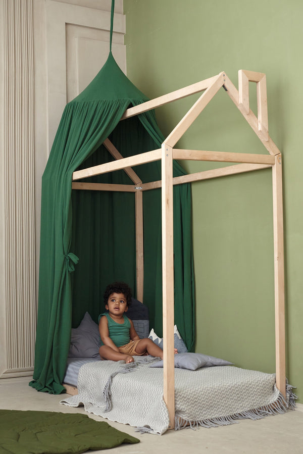 Green Bed Canopy | Muslin Nursery Canopy | Crib Canopy in Soft Green | Baldachin Grün for Kids Room