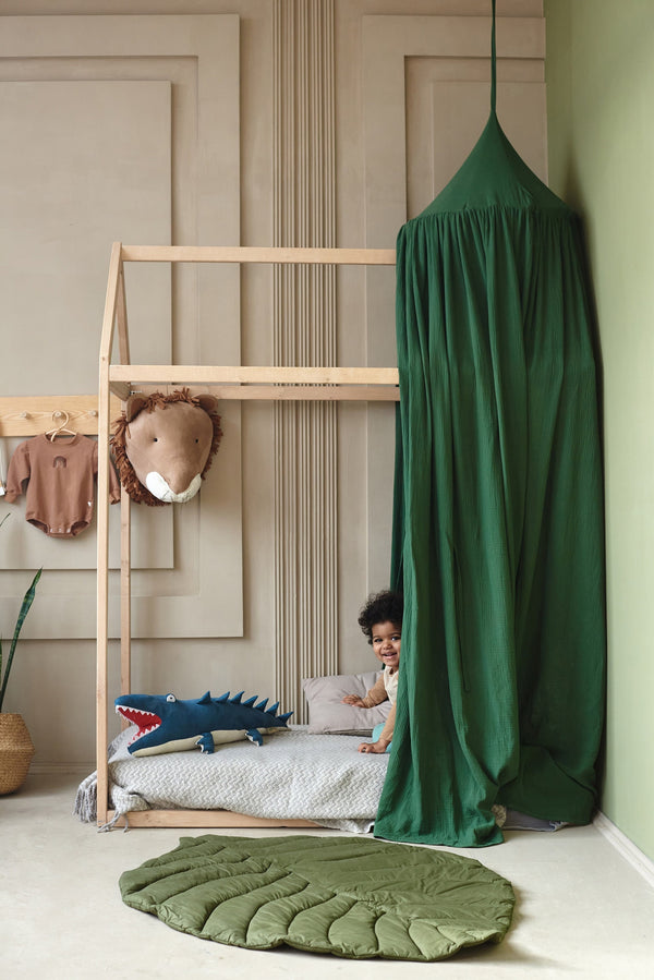 Green Muslin Bed Canopy for Nursery | Cozy Crib Canopy | Baldachin Kinderzimmer Set | Green Canopy for Bed