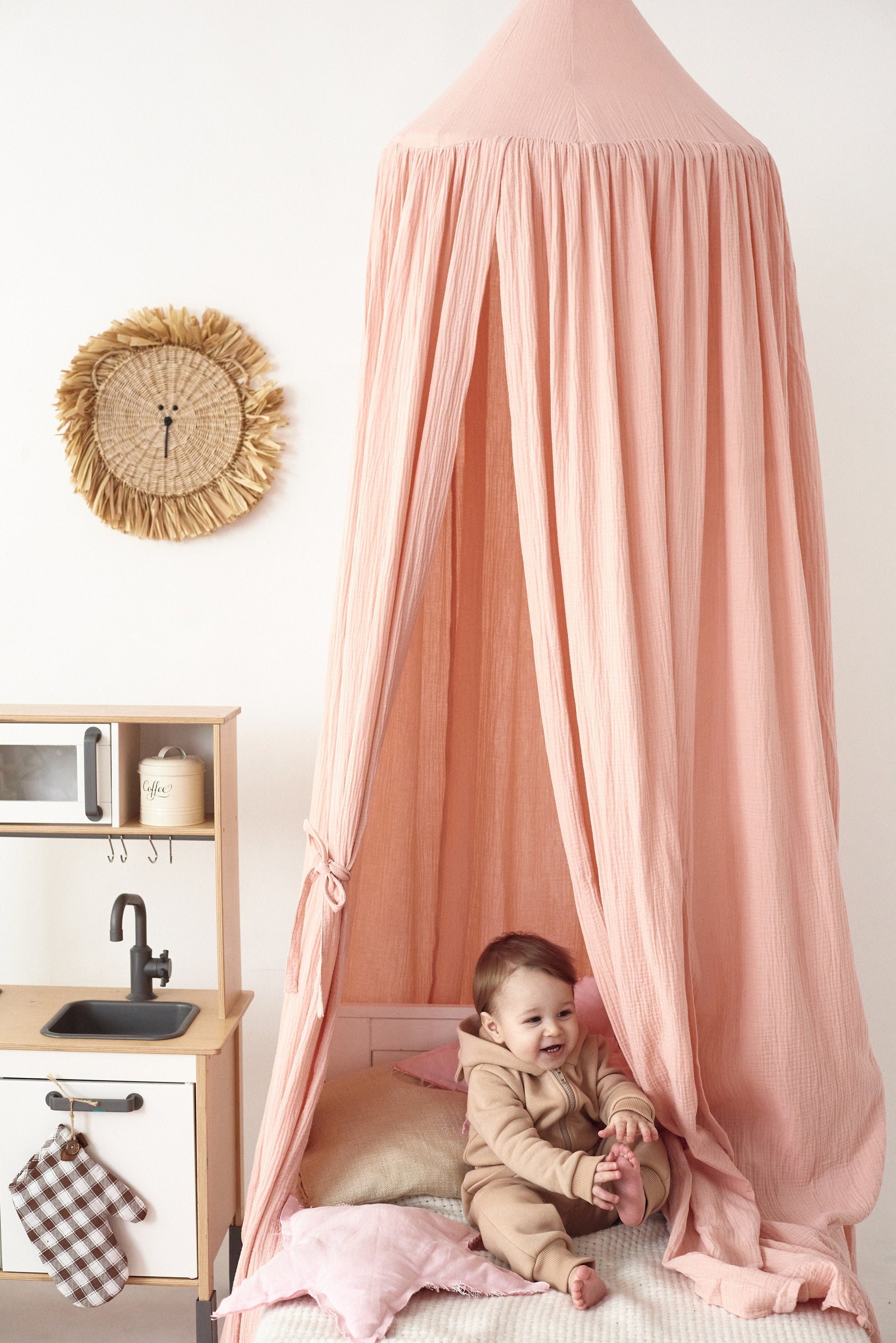 Dirty pink muslin canopy / Pink canopy / Limone collection / Thick cotton / Bed popular Canopy / Crib Canopy / Canopy for nursery / Babotipi