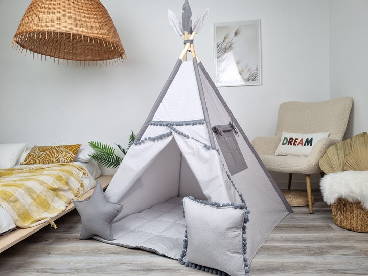 Tipi zelt kinder in neutral colors, perfect teepee for kids playroom