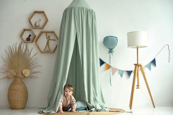 CANOPY SAGE GREEN muslin canopy , nursery canopy , cotton crib cover , cozy nursery canopy , baldachin , baby crib cover , cotton canopy