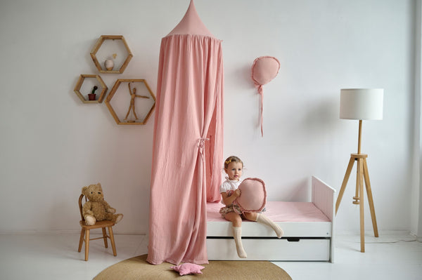 Ready to Ship, Only For US Customers Pink color nursery canopy , cozy nursery canopy , baldachin , baby crib cover , cotton canopy