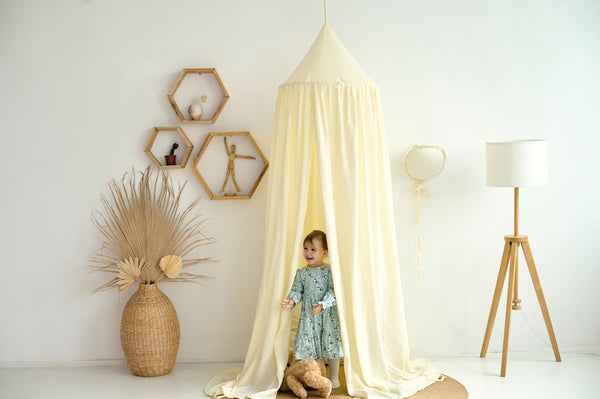 Muslin reading nook canopy Vanilla color nursery canopy , crib cover , cozy nursery canopy , baldachin , baby crib cover , cotton canopy