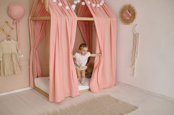 BED CANOPY CURTAINS , montessori bed canopy , house bed canopy , bed canopy for tent bed , tent cover montessori bed , montessori bed cover