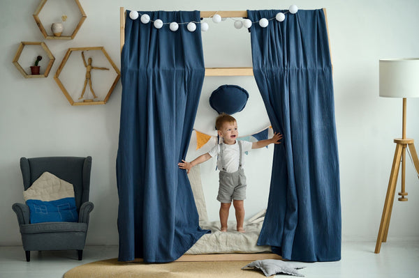 Montessori bed canopy , bed canopy curtains , Lightweight Canopy for toddlers House bed , boho bed canopy for Montessori house bed canopy