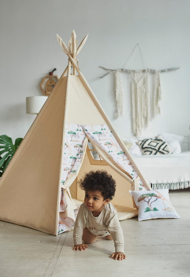 Chic and Tranquil: Beige Teepee Tent for Children&#39;s Play