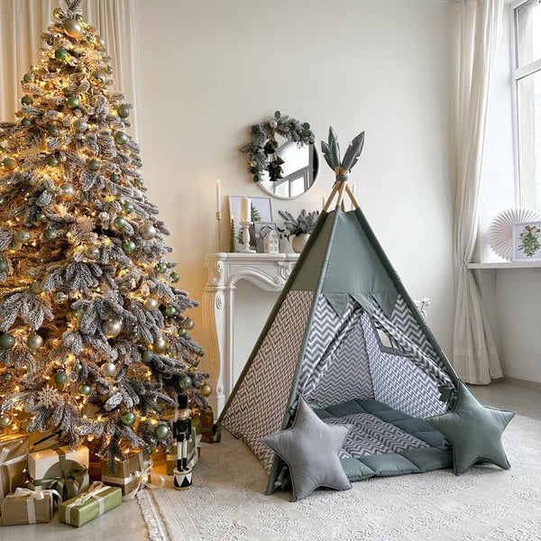 Kids Birthday Gift , Teepee tent with mat , Kids Teepee Tent for Girls or Boys , Protable Kids Playhouse Tent , Special Gift For kid