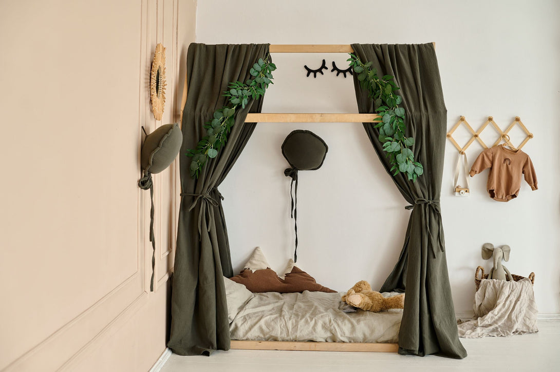 Infuse bohemian flair into your nursery with our Boho Nursery Canopy, creating a whimsical atmosphere.