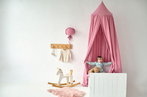 Pink Boho Canopy Bed | House Bed Canopy, Crib Canopy, Montessori Bed Canopy, Home Decor, Baby Shower Gift, Custom Baby Gift