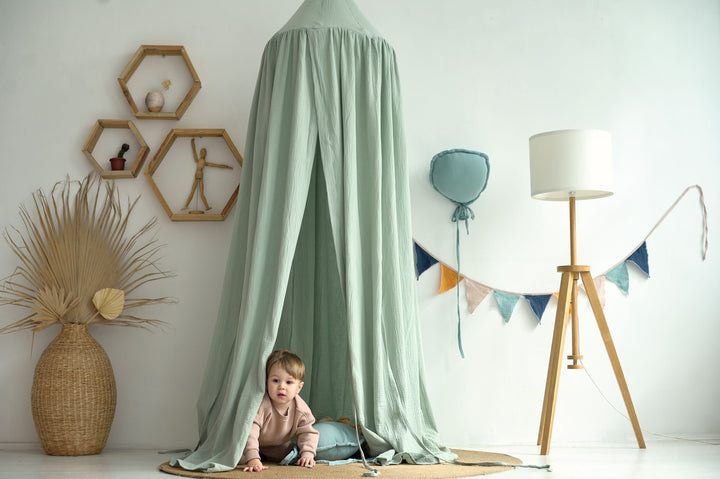 Gender-neutral canopy in sage tone Sage Green Muslin Canopy | Crib Canopy, Kids Room Tent, Hanging Bed Canopy hellolittlefox canopy-sage-green-muslin-canopy-nursery-canopy-cotton-crib-cover-cozy-nursery-canopy-baldachin-baby-crib-cover-cotton-canopy hellolittlefox.myshopify.com