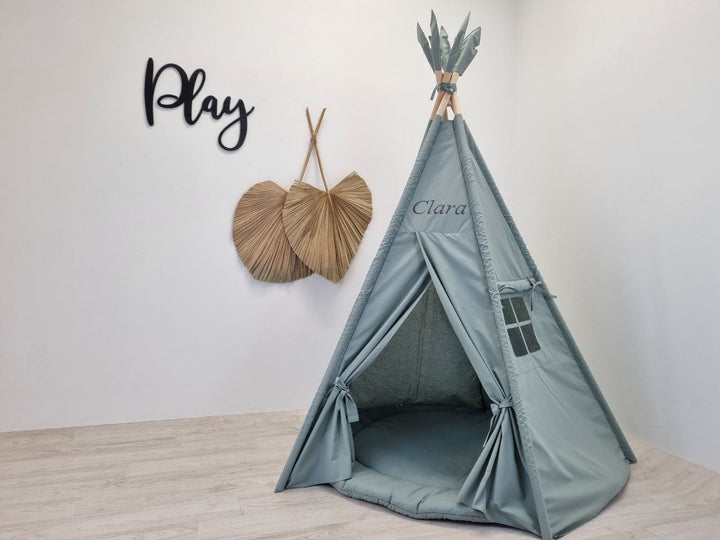 Sage green kids teepee tent Sage Green 5-Pole Teepee Tent for Kids | Neutral Tipi Zelt Kinder with Circle Mat | Montessori Play Tent for Boys & Girls | Indoor Wigwam Gift hellolittlefox sage-green-kids-play-teepee-tent-indoor-playhouse-playzone-with-stylish-teepee-print hellolittlefox.myshopify.com