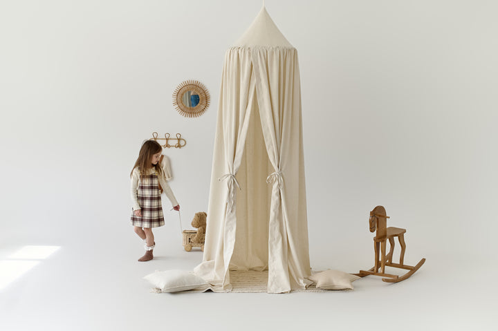 Linen canopy for crib in neutral off-white Off-White Linen Nursery Canopy | Elegant Crib & Kids Room Decor | Neutral Hanging Bed Canopy hellolittlefox off-white-linen-bed-canopy-baby-crib-canopy-hanging-roof-canopy-crib-canopy-canopy-for-crib hellolittlefox.myshopify.com