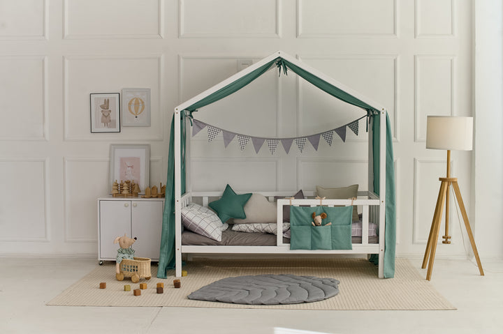 Product image from hellolittlefox - handmade item Sage Green Linen Canopy Curtains for Montessori or House Bed | Soft & Breathable Nursery Drapes hellolittlefox sage-green-new-linen-house-bed-cover hellolittlefox.myshopify.com Sage Green Linen Canopy Curtains for Montessori or House Bed | Soft & Breathable Nursery Drapes hellolittlefox sage-green-new-linen-house-bed-cover hellolittlefox.myshopify.com