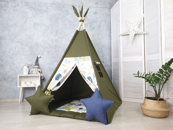 Animal print teepee tent for boys - handmade from Hello Little Fox