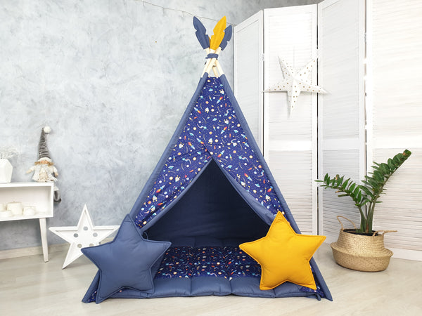 Galaxy print teepee tent for boys - handmade from Hello Little Fox