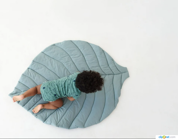 Sage green Leaf mat, unique nursery detail for kids