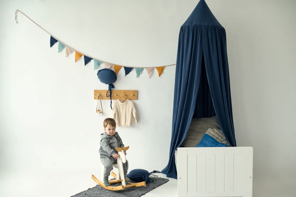 Navy Blue Muslin canopy - crib cover | Hello Little Fox Studio |