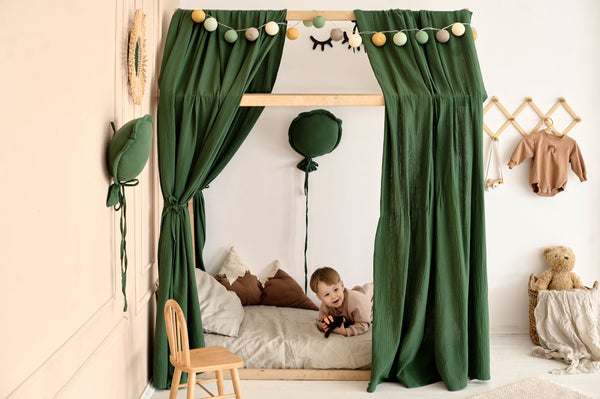 Green Curtain for Montessori House bed