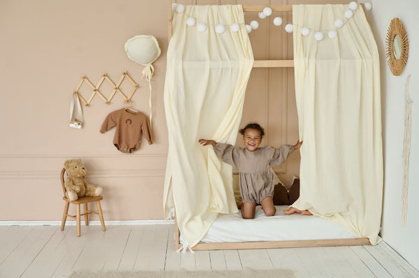 Vanilla Curtains for Montessori House bed